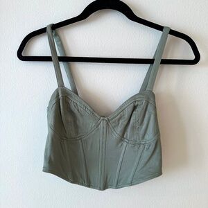 ZARA Green/Blue/Gray Satin Bustier Crop Top